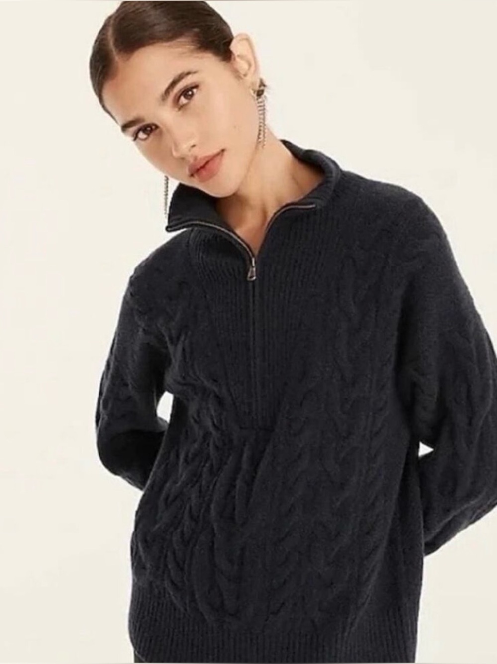 J.Crew Alpaca Merino Wool Blend Half-Zip Sweater Charcoal Gray Size Small